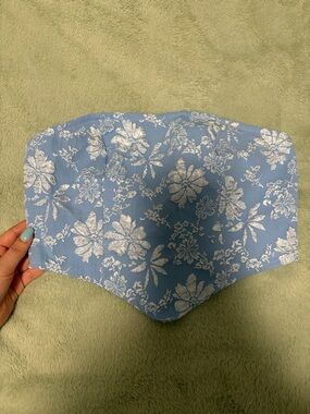 SHEIN Blue Floral Strapless Bandeau Top